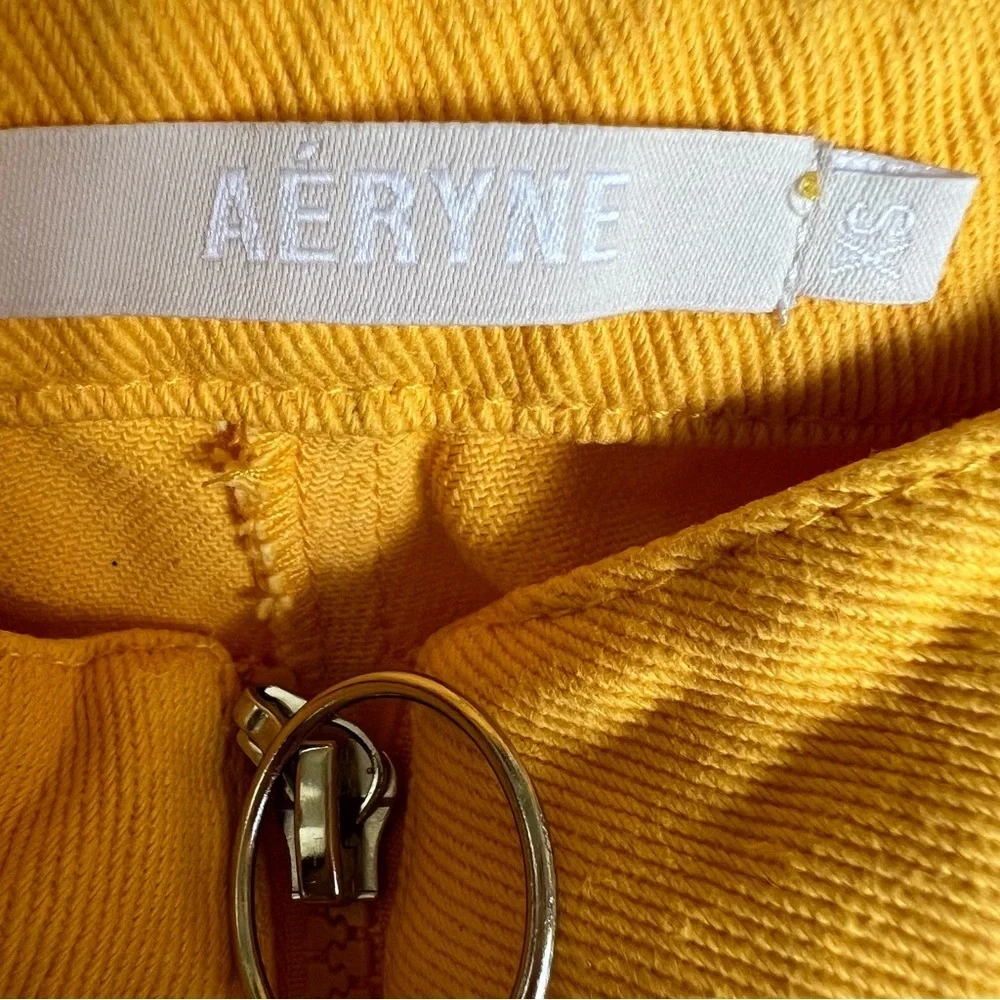 AERYNE For Revolve Yellow High Rise Wide Leg Cropped Jeans, XS